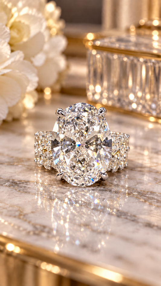 The Stella ✨ 12.54 Carat Oval Lab Diamond Engagement/Wedding Set