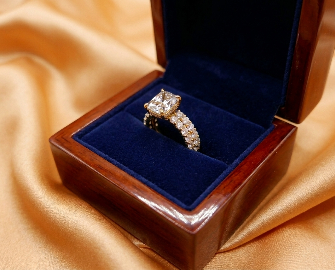 The Sovereign Set: 6.00ct Elongated Cushion & Matching Band