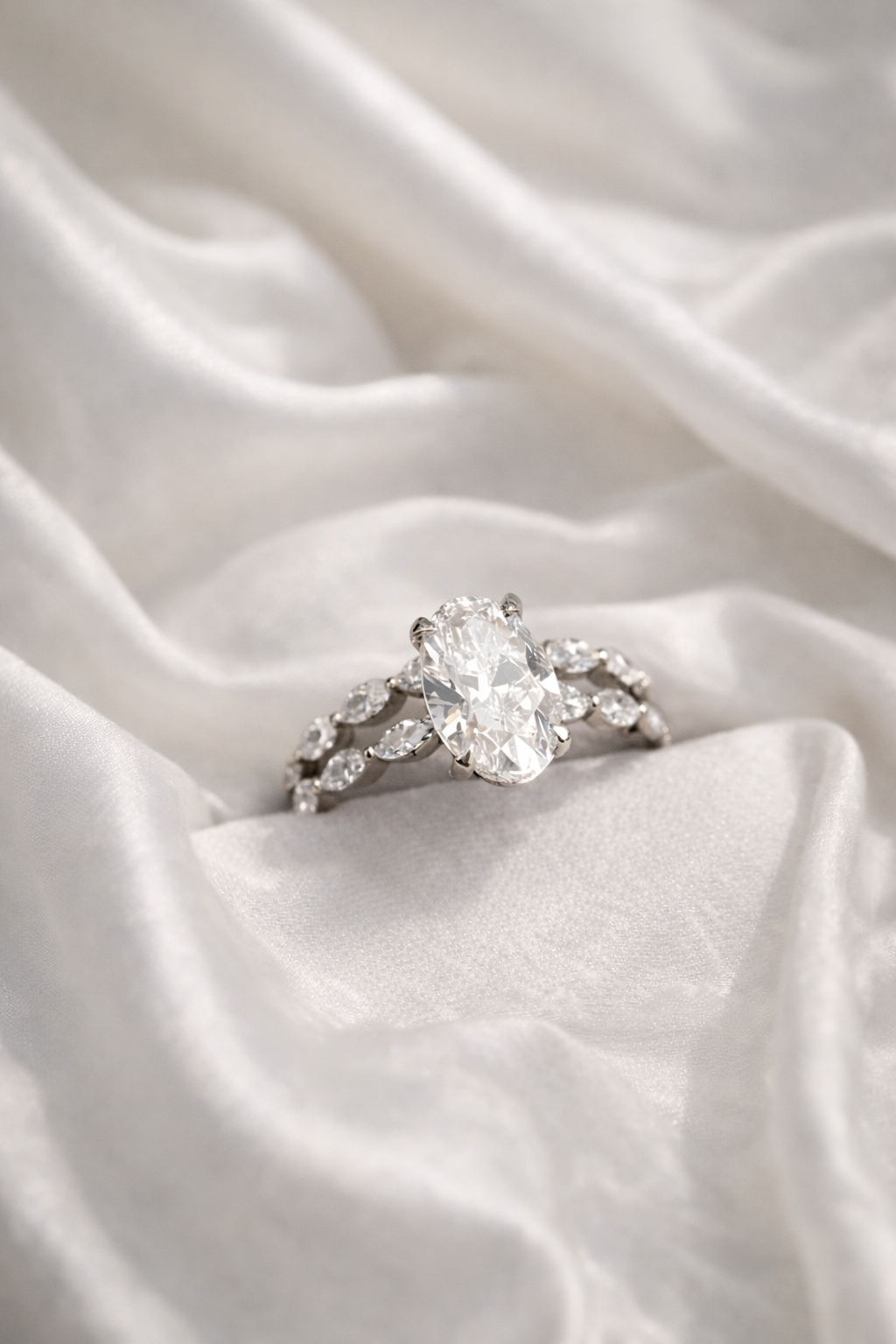 2.29 Carat Oval & Marquise Custom Diamond Bridal Set