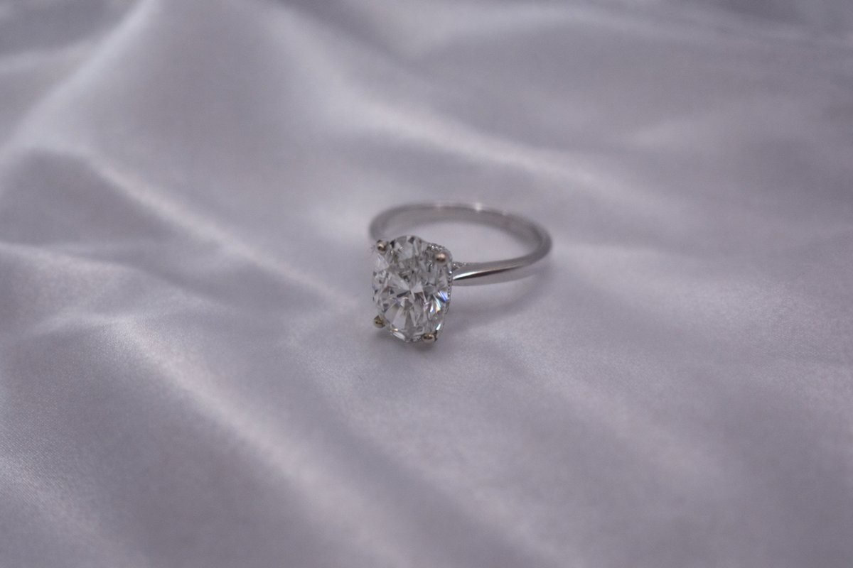 Modern Elegance: 2.03ct Oval Cathedral Bridal Ring