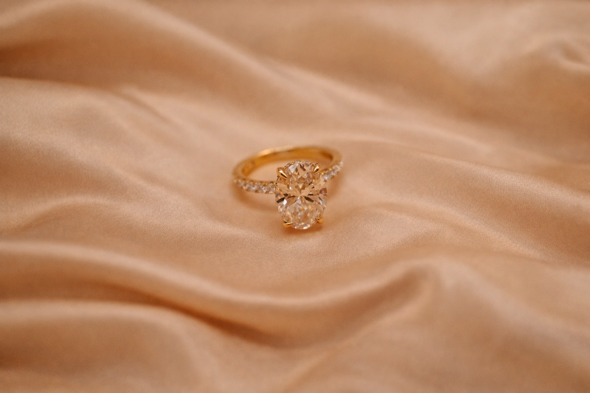 Classy Sophistication: 3.80 Oval & Pave Bridal Ring