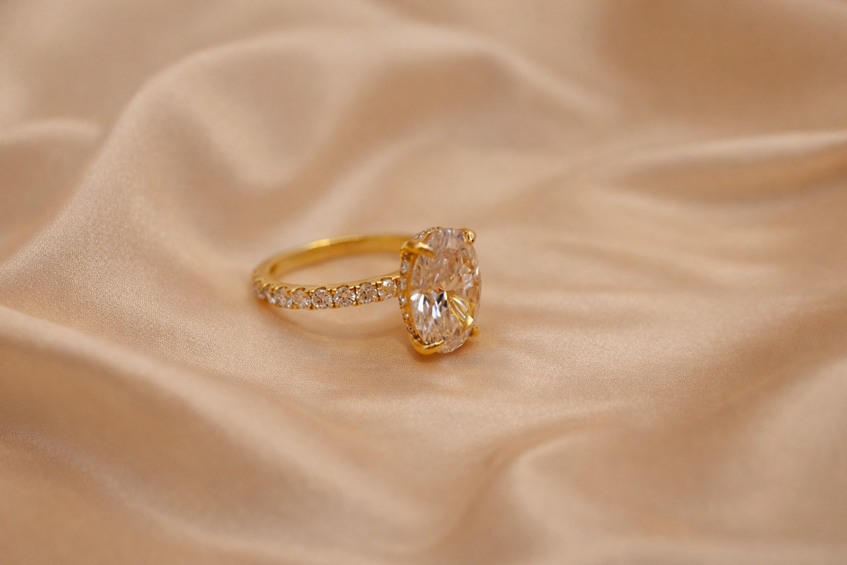 Classy Sophistication: 3.80 Oval & Pave Bridal Ring