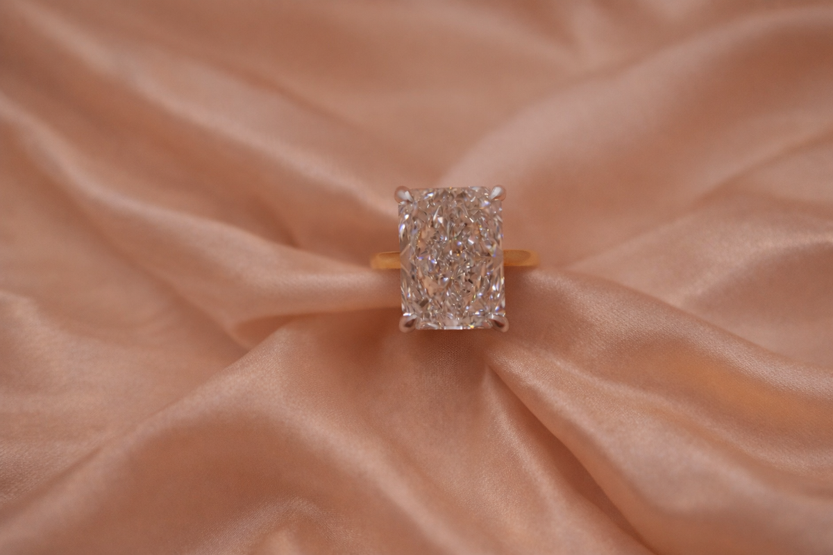 7.51ct Radiant Cut Lab Diamond Cathedral Solitaire