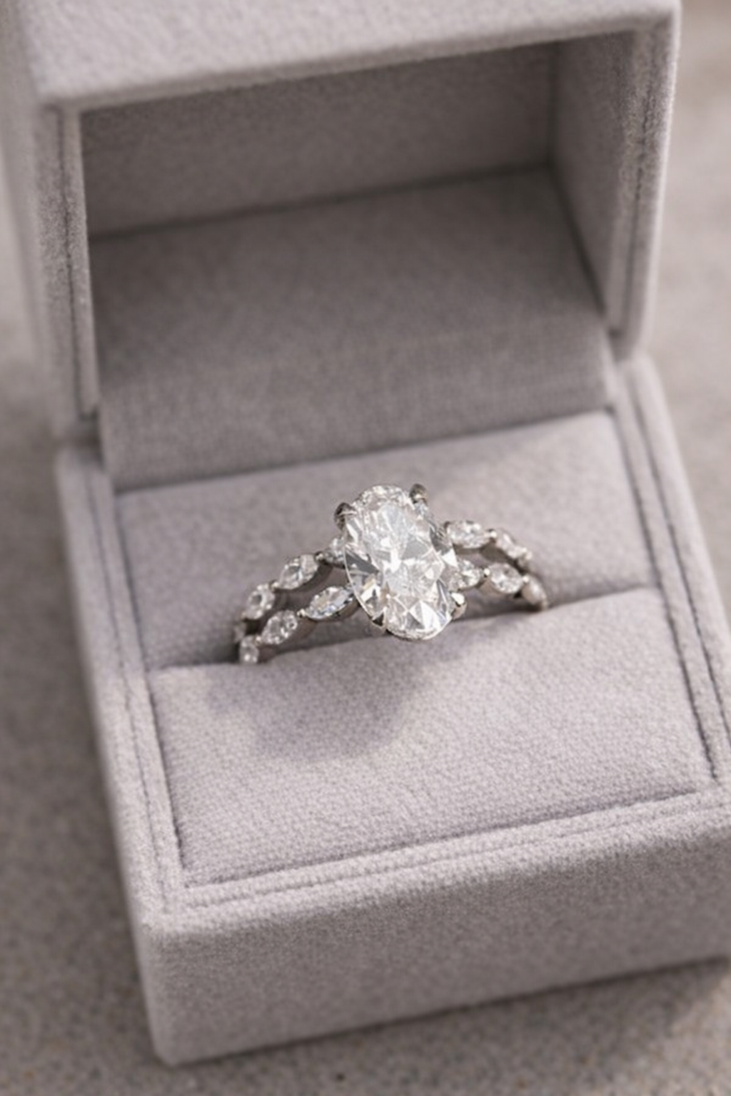 2.29 Carat Oval & Marquise Custom Diamond Bridal Set