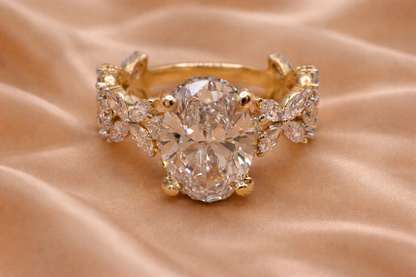 Nature-Inspired Grandeur: 4.25ctw Oval Lab Diamond Ring