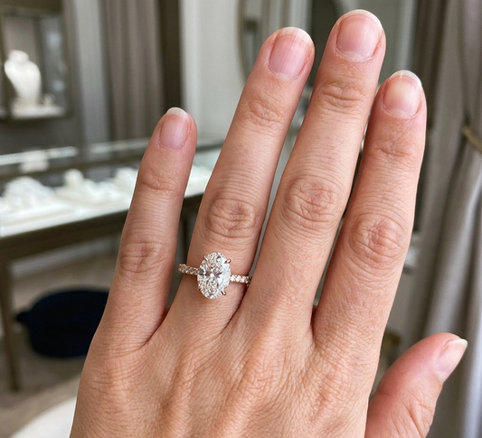 Classy Sophistication: 3.80 Oval & Pave Bridal Ring