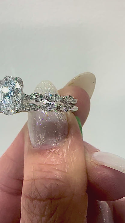 2.29 Carat Oval & Marquise Custom Diamond Bridal Set