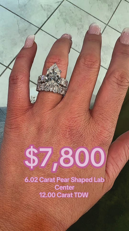 The Arabella ✨ 12.00 Carat Pear Shaped Lab Diamond Wedding Set 😍