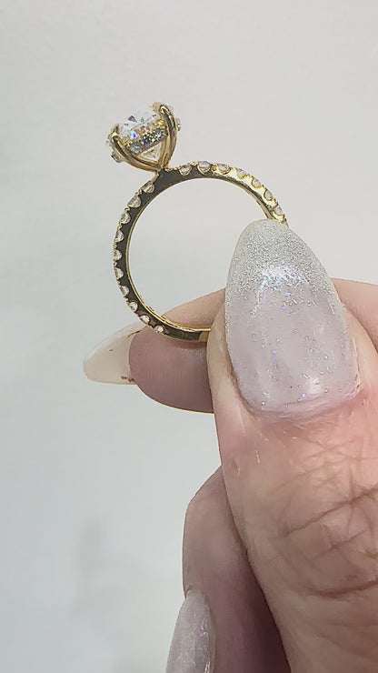 Classy Sophistication: 3.80 Oval & Pave Bridal Ring
