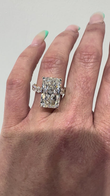 11.25 Carat Radiant Cut Lab Diamond Engagement Ring