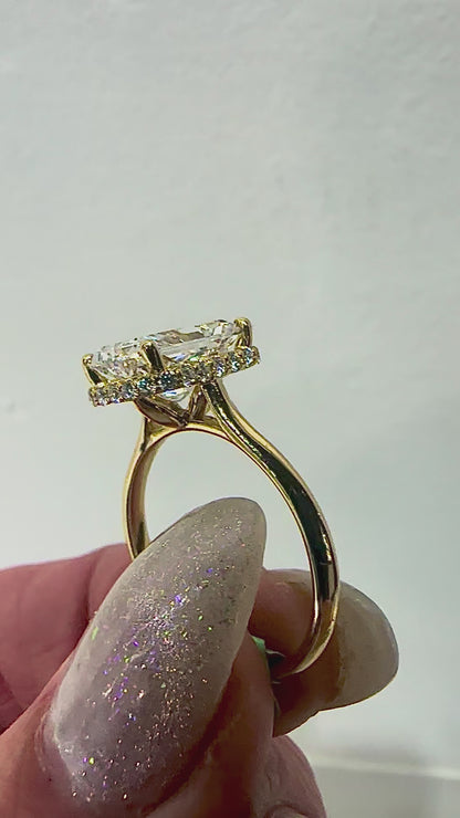 Radiant Elegance: 3.37ctw Diamond Cathedral Halo Ring