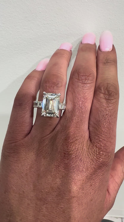 Luxury Diane: 12.27 Carat Emerald Cut Lab Diamond Engagement Ring
