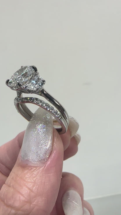 3 Stone Oval Lab Diamond Engagement Ring Set
