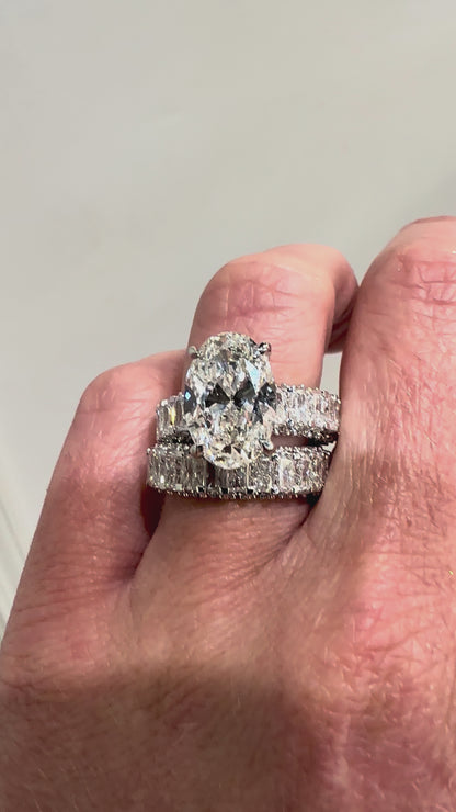 Luxury Line ✨ 14.27 Carat Oval Cut Lab Diamond Engagement/Wedding Set