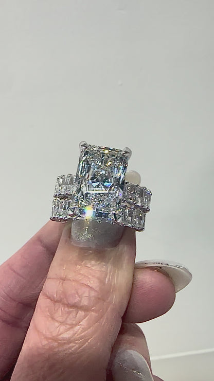 10.50 Ct Radiant Cut Lab Diamond Engagement Ring – Hidden Halo
