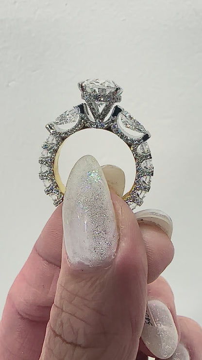 Exquisite 6.25 CTW Oval Diamond Cathedral Engagement Ring