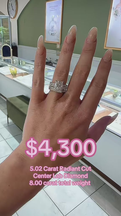 The Olivia- 8.00 CT Radiant Cut Lab Diamond Engagement/Wedding Set